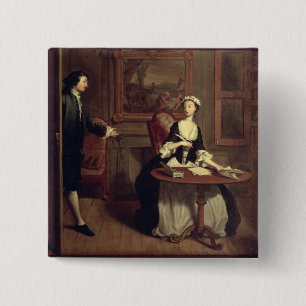 Bóton Quadrado 5.08cm O Sr. B. encontra a escrita de Pamela, ilustração