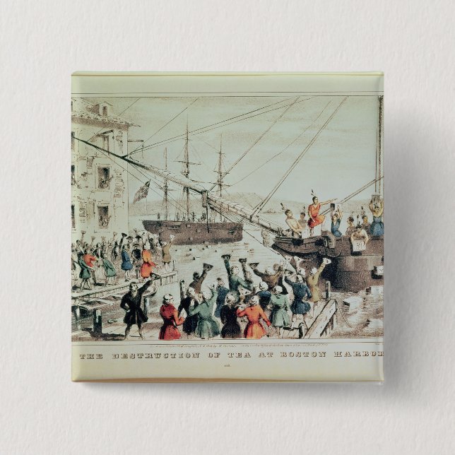 Bóton Quadrado 5.08cm O tea party de Boston, 1846 (Frente)