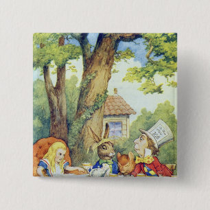 Bóton Quadrado 5.08cm O tea party do Hatter louco