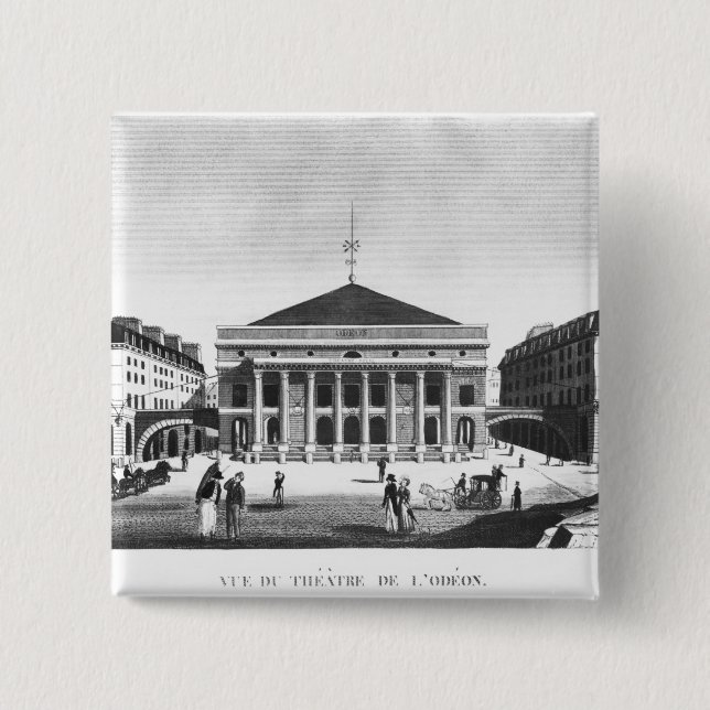 Bóton Quadrado 5.08cm O teatro de l'Odeon, c.1830 (Frente)