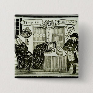 Bóton Quadrado 5.08cm O "tempo é, tempo era", cópia de uma ilustraçã