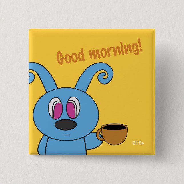 Bóton Quadrado 5.08cm O tempo Rolly do café esquadrou o botão (Frente)