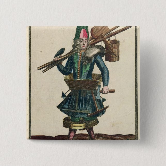 Bóton Quadrado 5.08cm O traje do pedreiro (Frente)