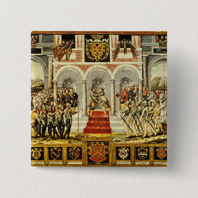 Bóton Quadrado 5.08cm O Tratado de Cateau-Cambresis (Frente)