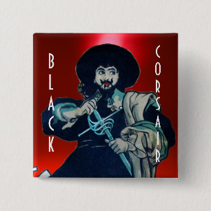 Bóton Quadrado 5.08cm O vermelho PRETO da gema do CORSÁRIO