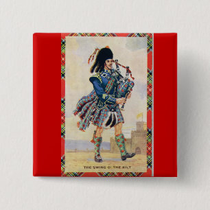 Bóton Quadrado 5.08cm O vintage Scotland, segue os Bagpipes