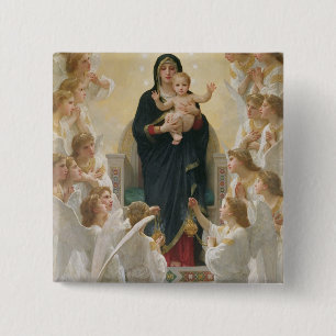 Bóton Quadrado 5.08cm O Virgin com Anjo, 1900
