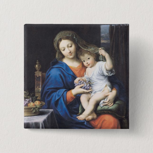 Bóton Quadrado 5.08cm O Virgin das uvas, 1640-50 (Frente)