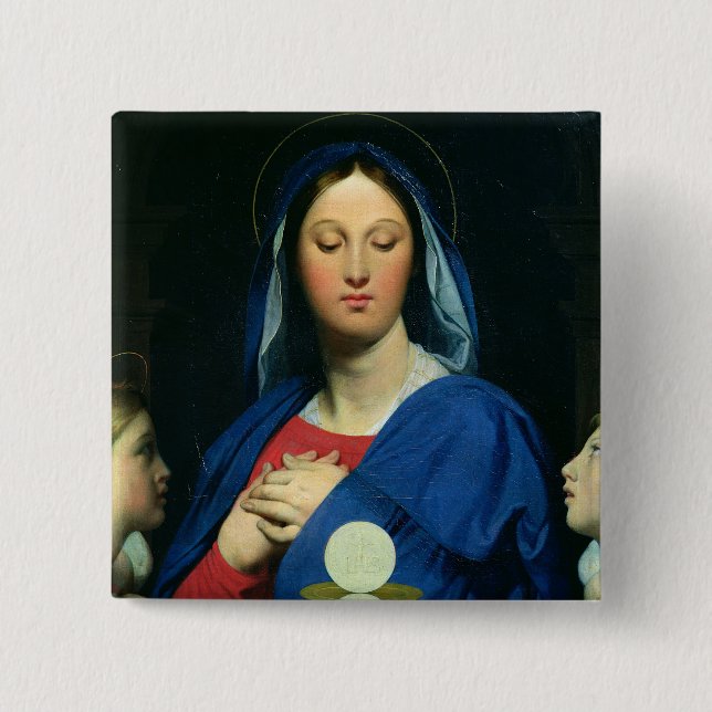 Bóton Quadrado 5.08cm O Virgin do anfitrião, 1866 (Frente)