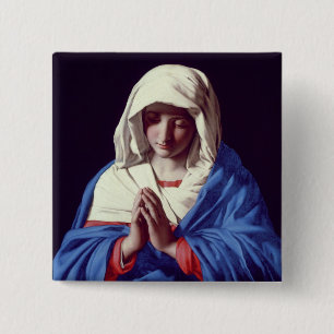 Bóton Quadrado 5.08cm O Virgin na oração, 1640-50 (óleo em canvas)