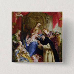 Bóton Quadrado 5.08cm O Virgin que oferece o rosário
