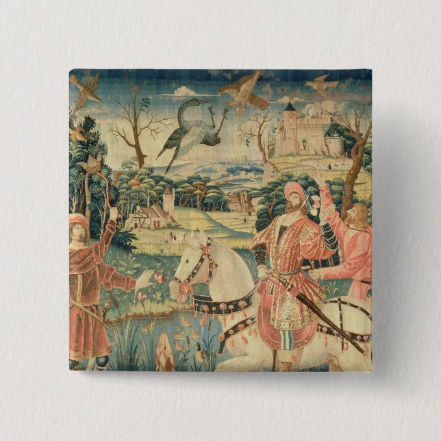 Bóton Quadrado 5.08cm O vôo da garça-real, Franco-Flamengo (Frente)