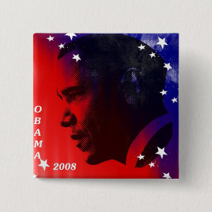 Bóton Quadrado 5.08cm Obama 2008