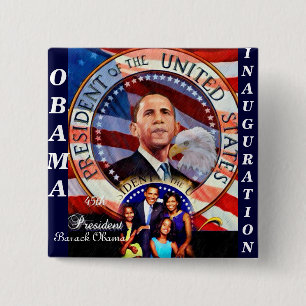 Bóton Quadrado 5.08cm Obama,45º Presidente EUA_ Button