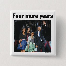 Bóton Quadrado 5.08cm Obama: Botão de quatro mais anos