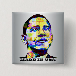 Bóton Quadrado 5.08cm Obama - Botão Made In USA