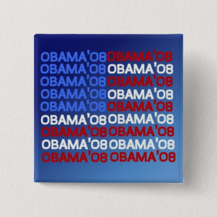 Bóton Quadrado 5.08cm OBAMA; Botão quadrado de 08 BANDEIRAS