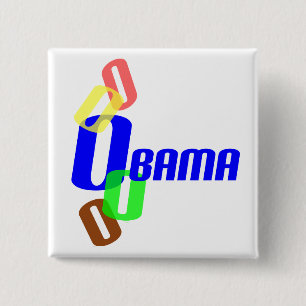 Bóton Quadrado 5.08cm Obama em sobrepr O colore o botão