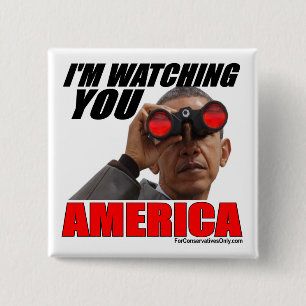 Bóton Quadrado 5.08cm Obama - eu estou olhando-o América