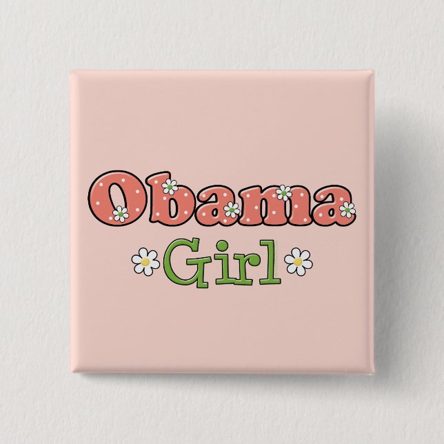 Bóton Quadrado 5.08cm Obama Girl Barack Obama Button (Frente)