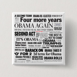 Bóton Quadrado 5.08cm Obama Re-Elegeu o botão da colagem do título