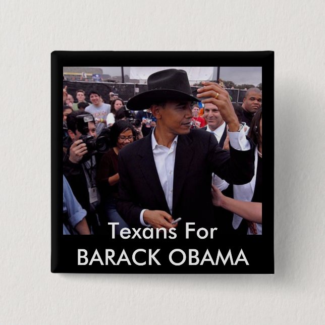 Bóton Quadrado 5.08cm obama texas, Texans para BARACK OBAMA (Frente)