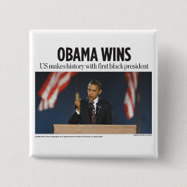 Bóton Quadrado 5.08cm Obama Wins Button
