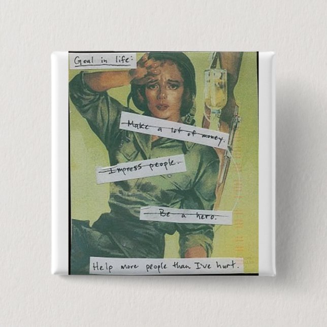 Bóton Quadrado 5.08cm Objetivo na vida (Frente)