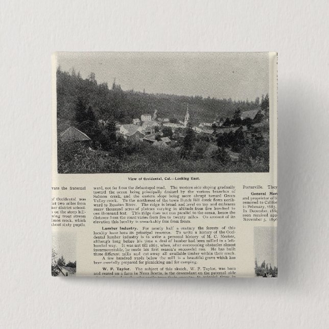 Bóton Quadrado 5.08cm Occidental, Califórnia (Frente)
