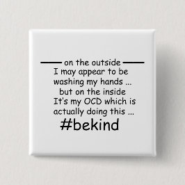 Bóton Quadrado 5.08cm OCD - Sensibilização Obsessiva Compulsiva para a P