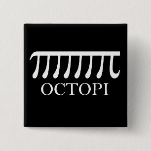 Bóton Quadrado 5.08cm Octopi - Engraçado Pi Octopus Math