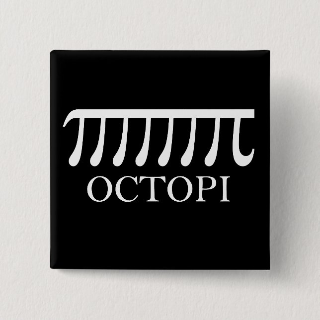 Bóton Quadrado 5.08cm Octopi - Engraçado Pi Octopus Math (Frente)