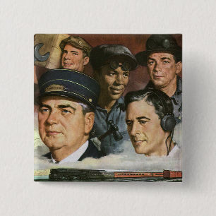 Bóton Quadrado 5.08cm Ocupações Comerciais, Patriotismo Patriótico Vinta