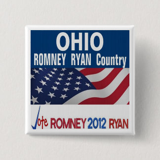 Bóton Quadrado 5.08cm Ohio é botão do país de Romney Ryan