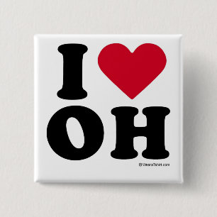 BÓTON QUADRADO 5.08CM OHIO - "EU AMO O OH" "QUE EU AMO OHIO"