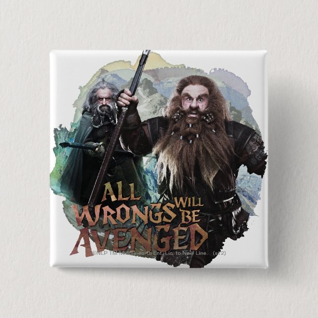 Bóton Quadrado 5.08cm Oin e Gloin (Frente)