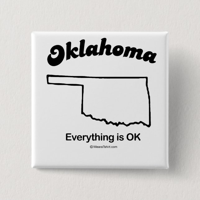 Bóton Quadrado 5.08cm OKLAHOMA - de "t-shirt e Gea da DIVISA do ESTADO (Frente)