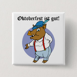 Bóton Quadrado 5.08cm Oktoberfest! Barco no Chapéu Alpino