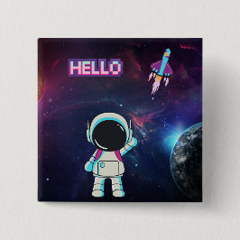 Bóton Quadrado 5.08cm Olá do espaço.