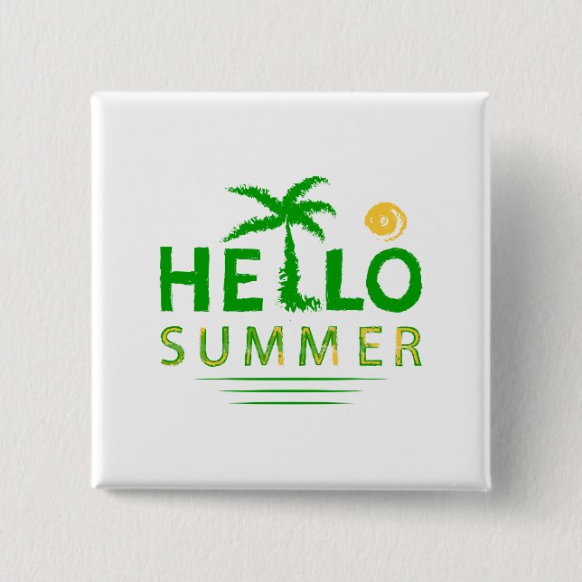 Bóton Quadrado 5.08cm Olá Summer (Frente)