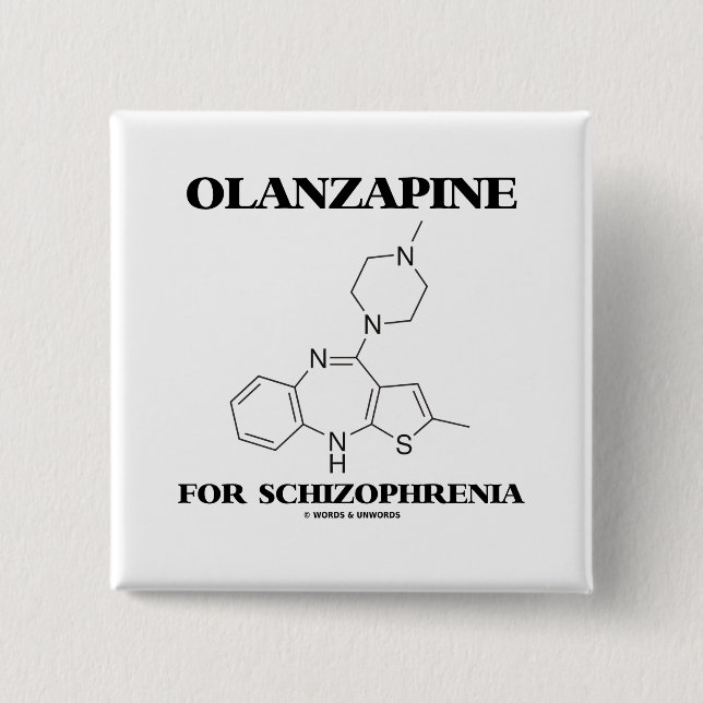 Bóton Quadrado 5.08cm Olanzapine para a esquizofrenia (molécula química) (Frente)