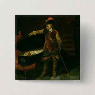Bóton Quadrado 5.08cm Oliver Cromwell com o caixão de Charles mim