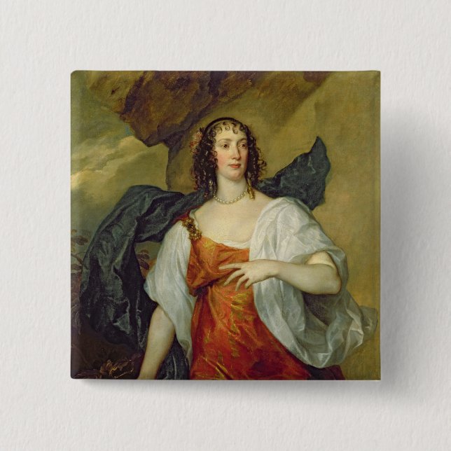 Bóton Quadrado 5.08cm Olivia, esposa do porteiro de Endymion, c.1637 (Frente)