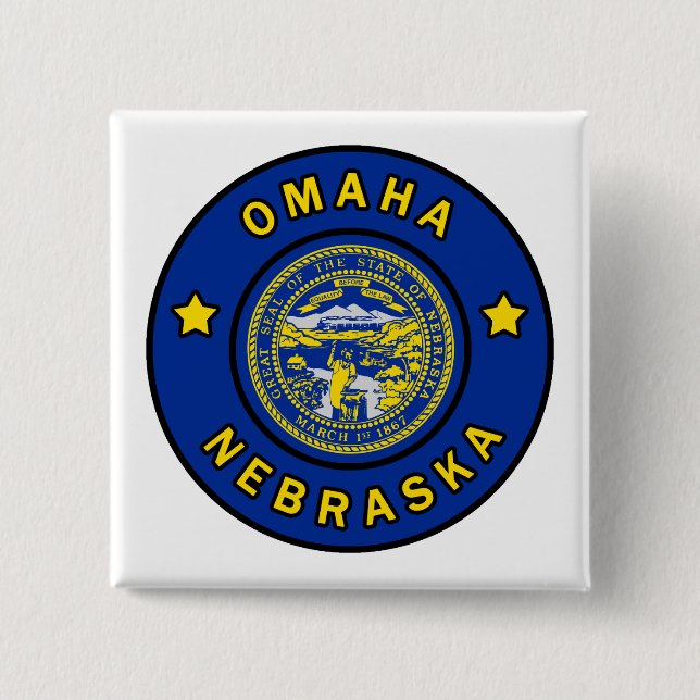 Bóton Quadrado 5.08cm Omaha Nebraska (Frente)