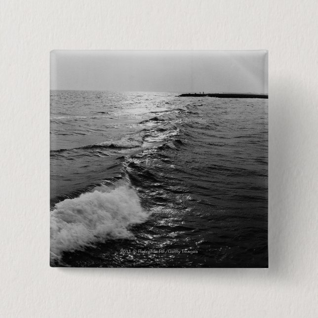 Bóton Quadrado 5.08cm Ondas de oceano (Frente)