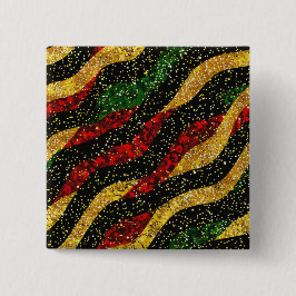 Bóton Quadrado 5.08cm Ondas Negras Amarelas Vermelhas de Brilho Festivo