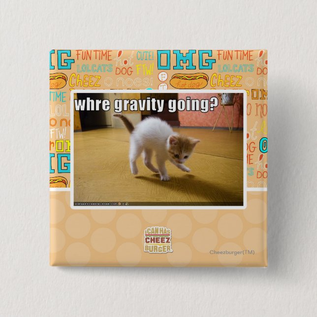 Bóton Quadrado 5.08cm Onde ir da gravidade? (Frente)