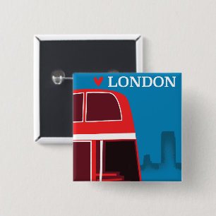Bóton Quadrado 5.08cm Ônibus Vermelho de Londres