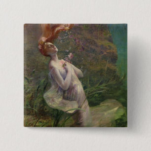 Bóton Quadrado 5.08cm Ophelia que afoga-se, 1895