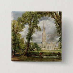 Bóton Quadrado 5.08cm Opinião de John Constable da catedral de